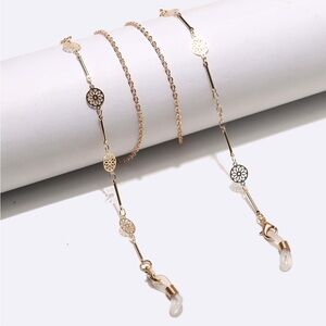 Gold Floral Link Eyeglass Chain and Necklace Set - Women Jewelry R348